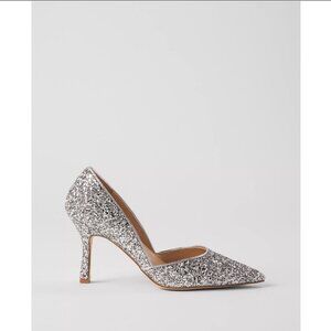 Ann Taylor Silver Glitter Azra Pointed Toe Pump Size 6